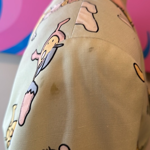 Moschino Couture Cat Dog Baby Cartoon Mint Green Silk Blazer Jacket Vint… - Picture 5 of 16